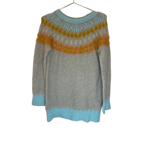 Sleeping On Snow Sweater Size XS Anthropologie Wool Blue Gray Orange Pullover - Picture 2 of 8